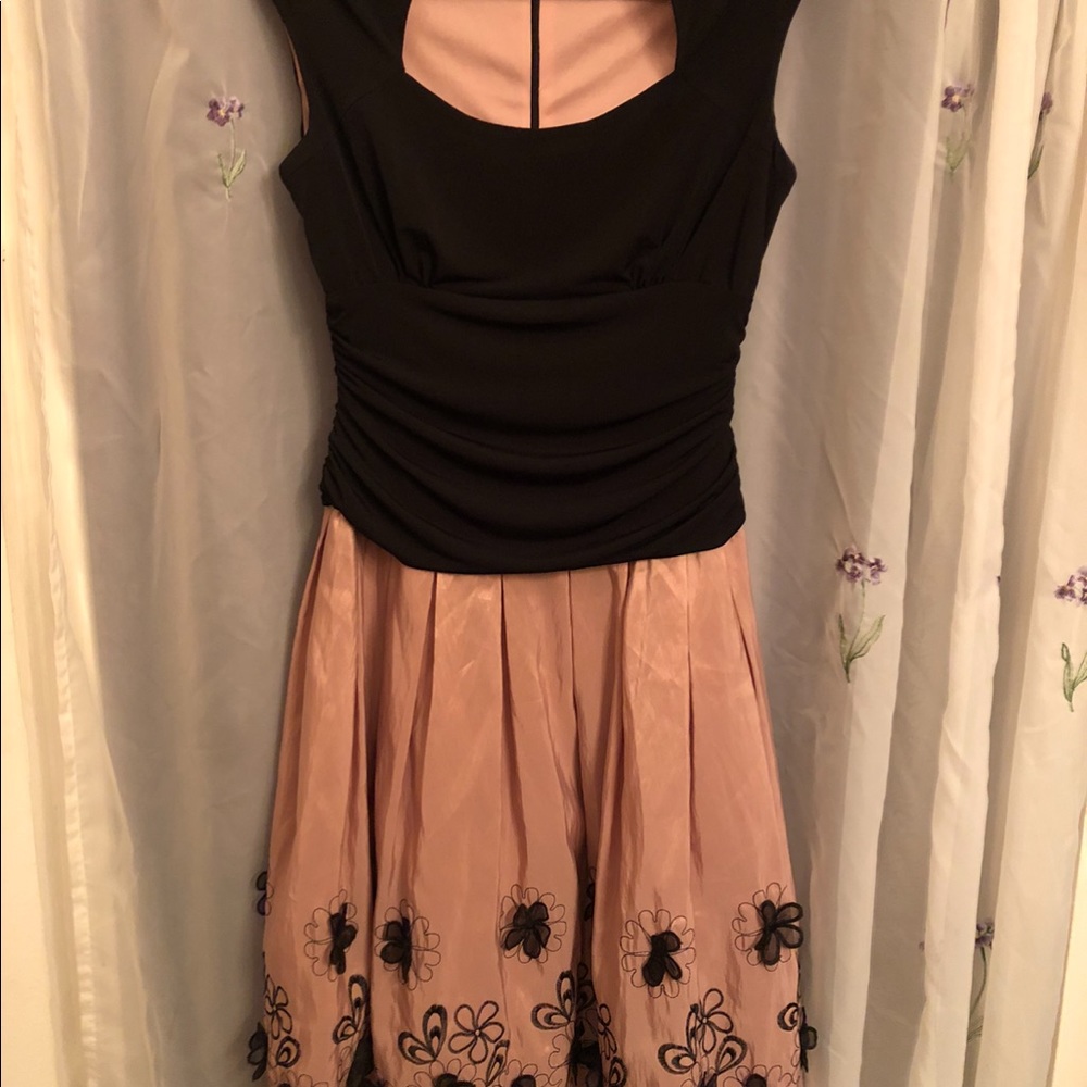SL Fashions floral dress with lace flowers size 12 black pink